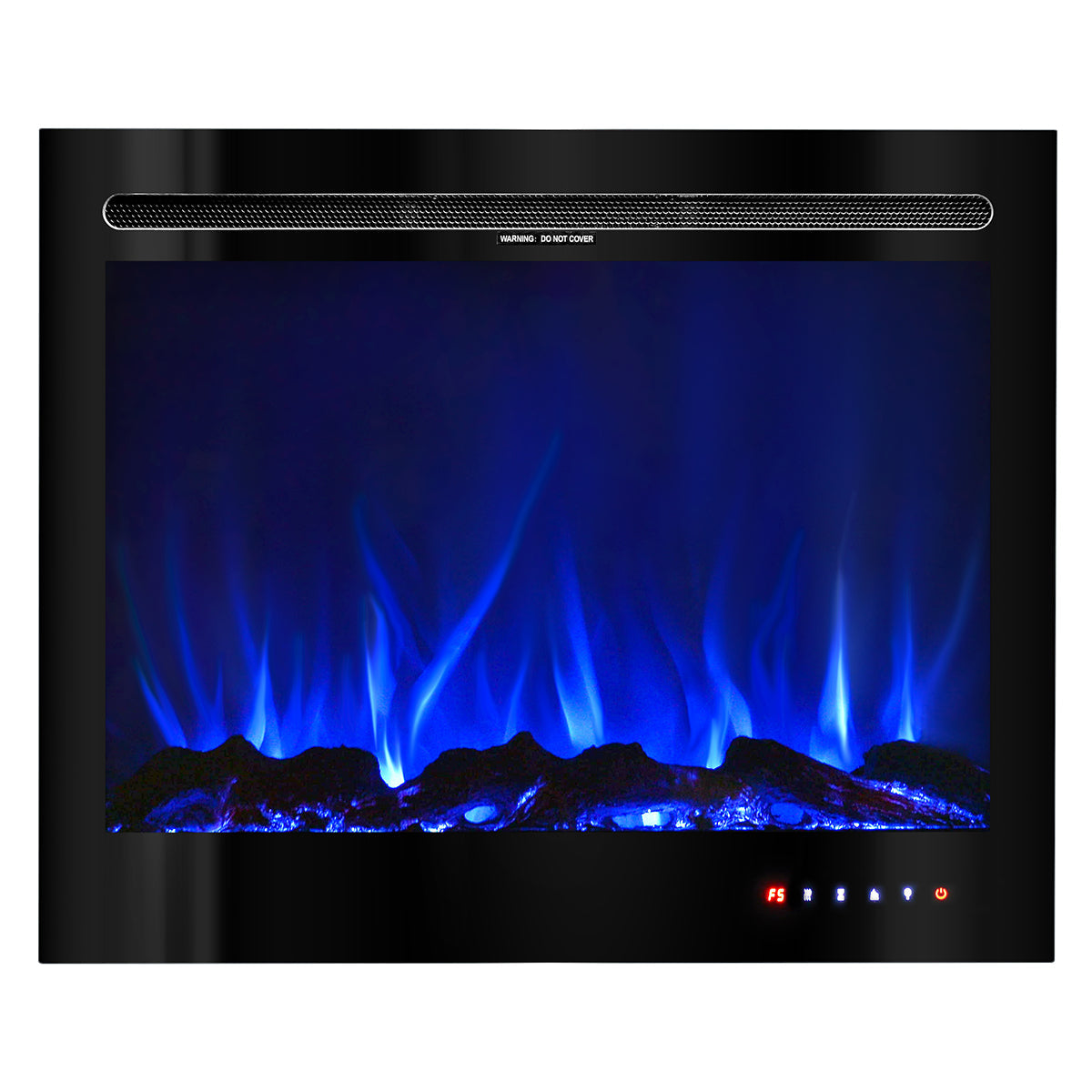 Camino Elettrico da Incasso 63,3x77,1x14,17 cm Effetto Fiamma 1500W Colorado Nero