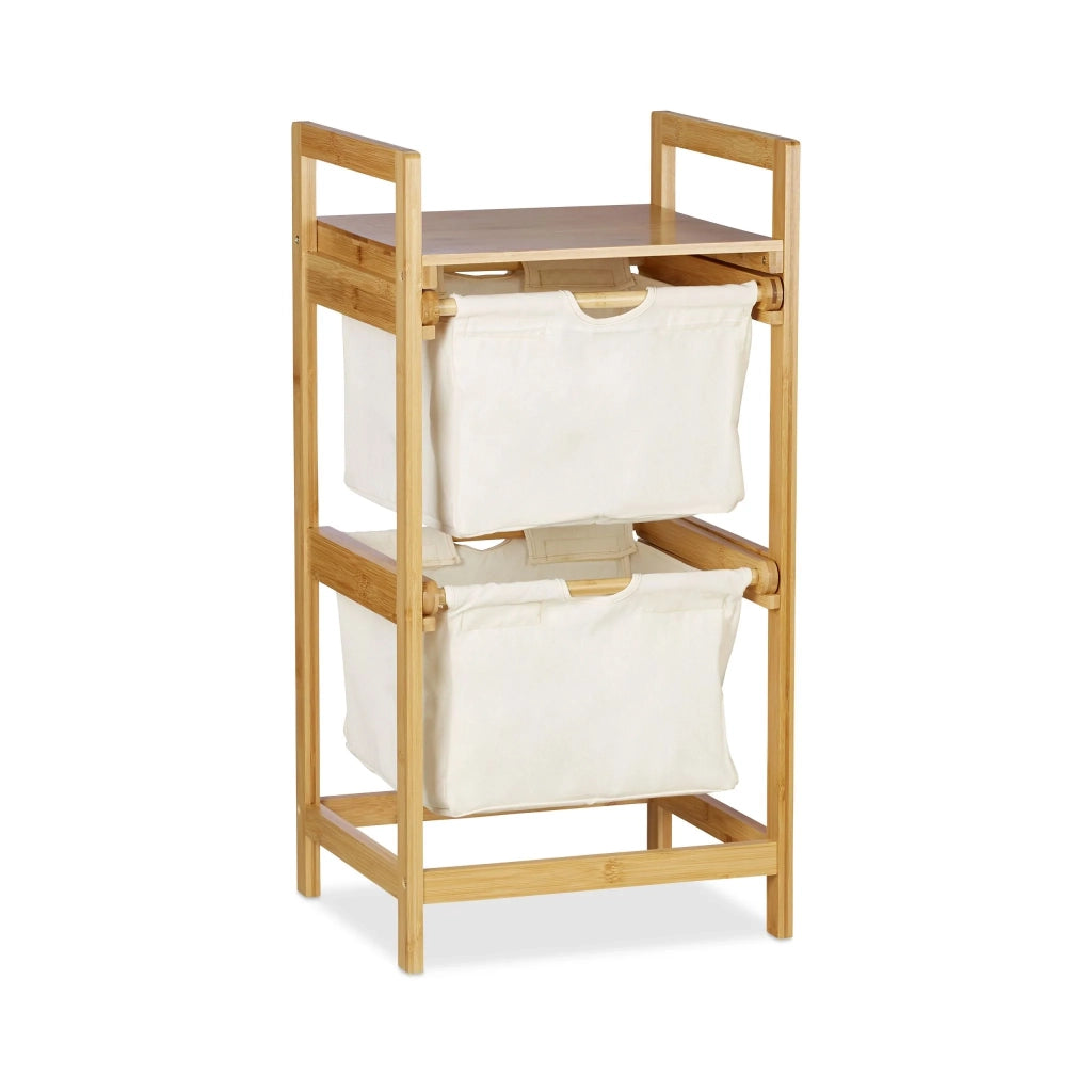Cesto per biancheria 2 scomparti rimovibili pratico stile casa di campagna 70 x 40 x 70 cm in bambù naturale 13_0007558