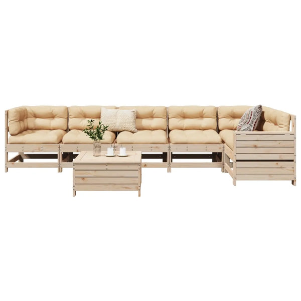 Set Divani da Giardino 7 pz in Legno Massello di Pino 3250872