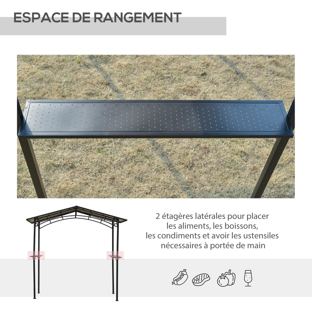 Pergola da giardino ¨C zephmum ¨C metallo nero tetto in policarbonato 250x150 cm