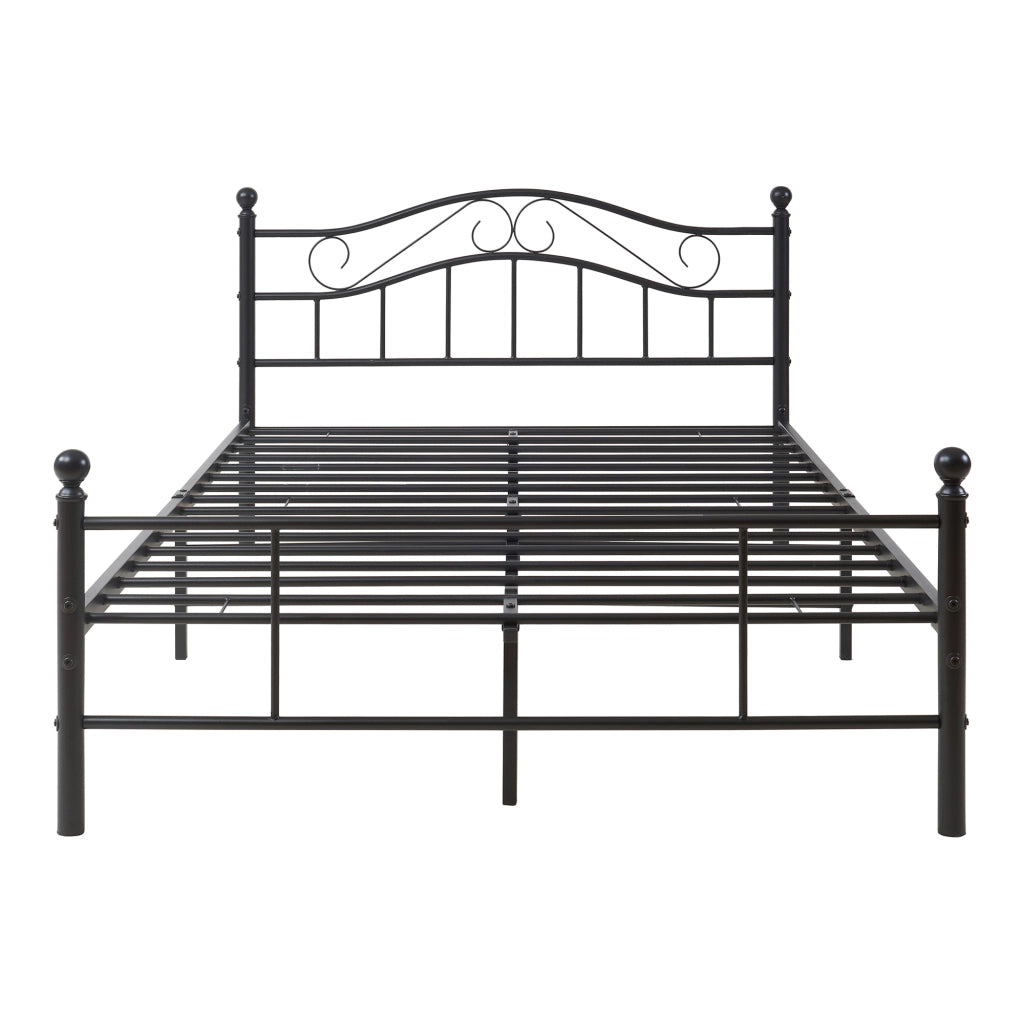Letto Piazza e Mezza Florenz in Acciaio con Testiera Decorativa e Materasso 120 x 200 cm Nero [en.casa]