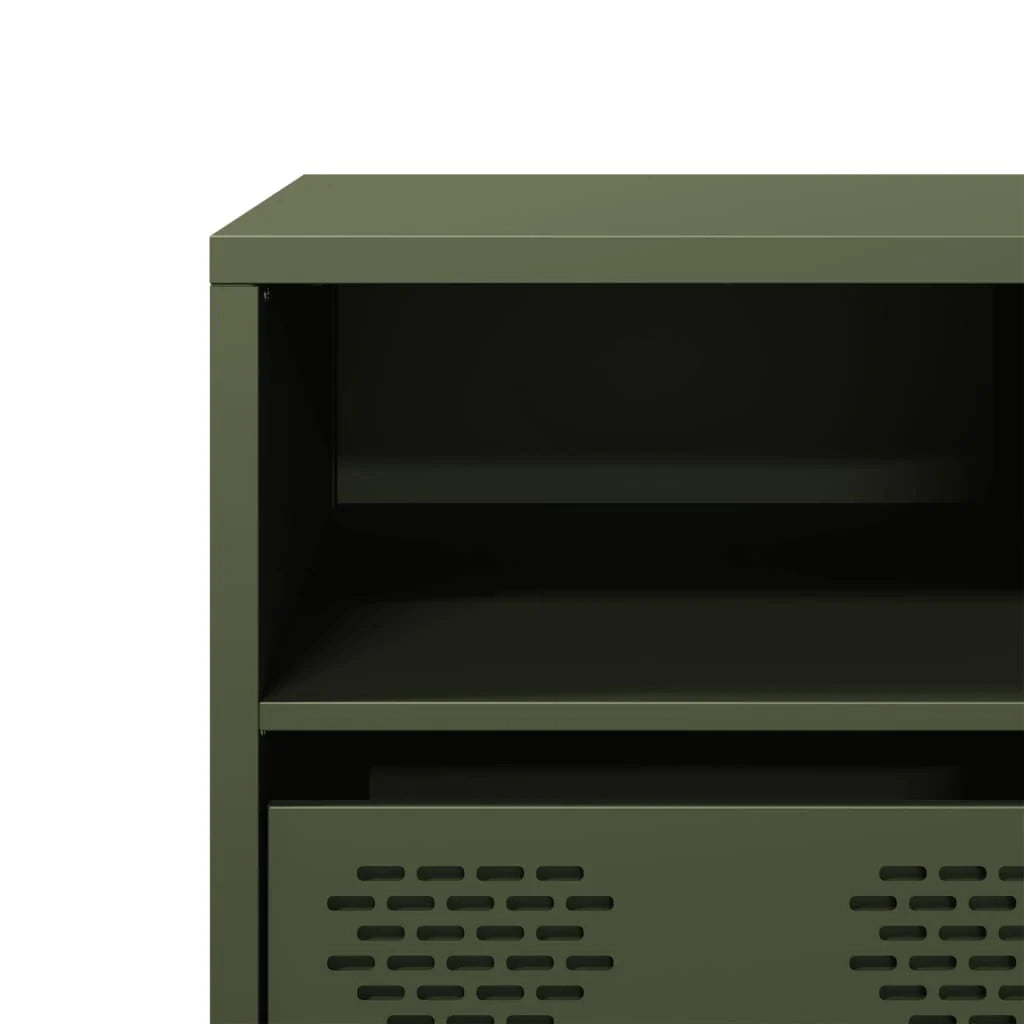 Mobile TV multimediale mensola TV credenza TV sala da pranzo soggiorno camera da letto verde oliva 135 x 39 x 43,5 cm acciaio laminato a freddo verde 02_0028258