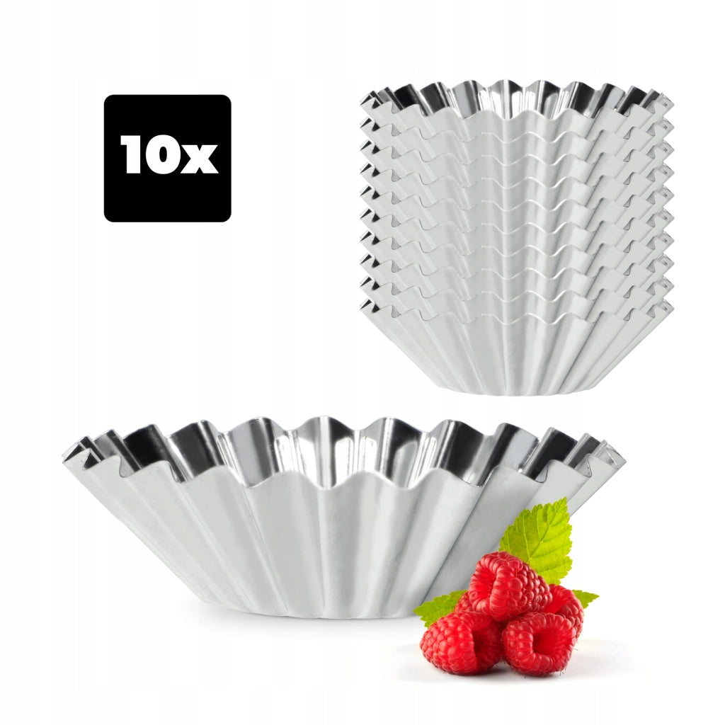 Set di 10 stampi in metallo KADAX per muffin, cupcake e crostatine, 7 cm