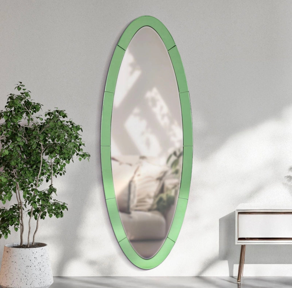 Specchio Da Muro Oslo Verde 55X2X150 Elegante E Raffinato