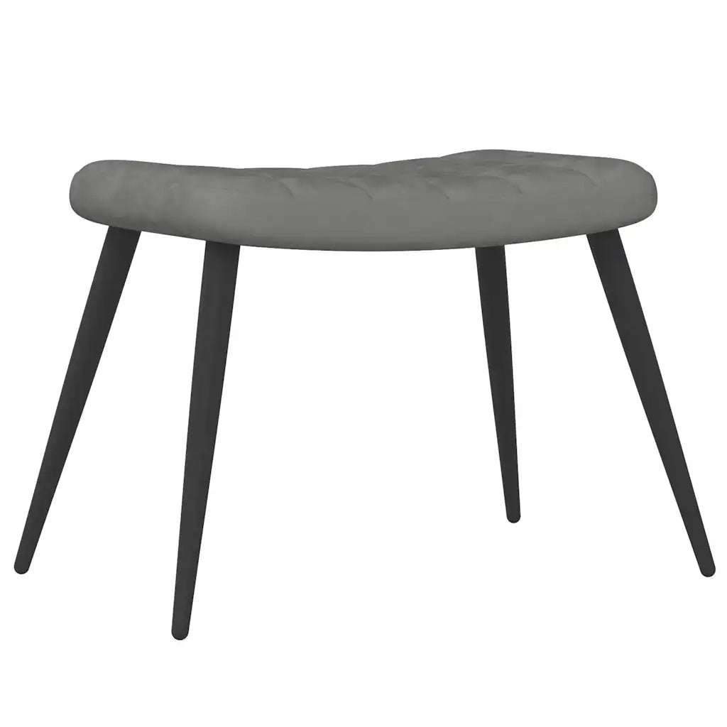 Poltrona Relax con Sgabello Grigio Scuro in Velluto