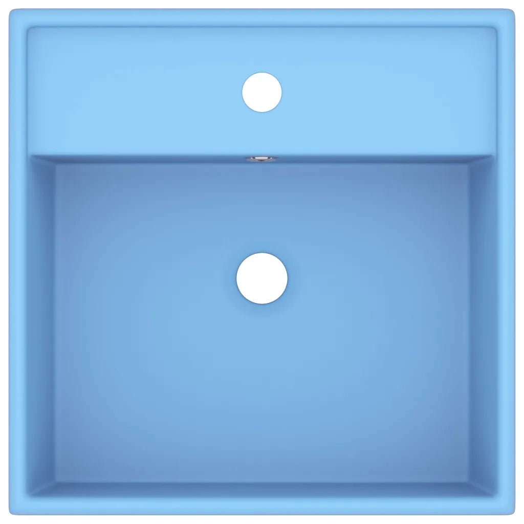 Lavabo Troppopieno Cubico Azzurro Opaco 41x41cm Ceramica 146945