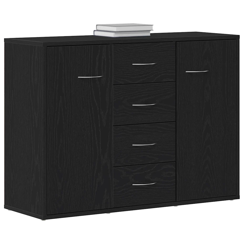Credenza Rovere Nero 88x30x64 cm in Legno Multistrato 862446