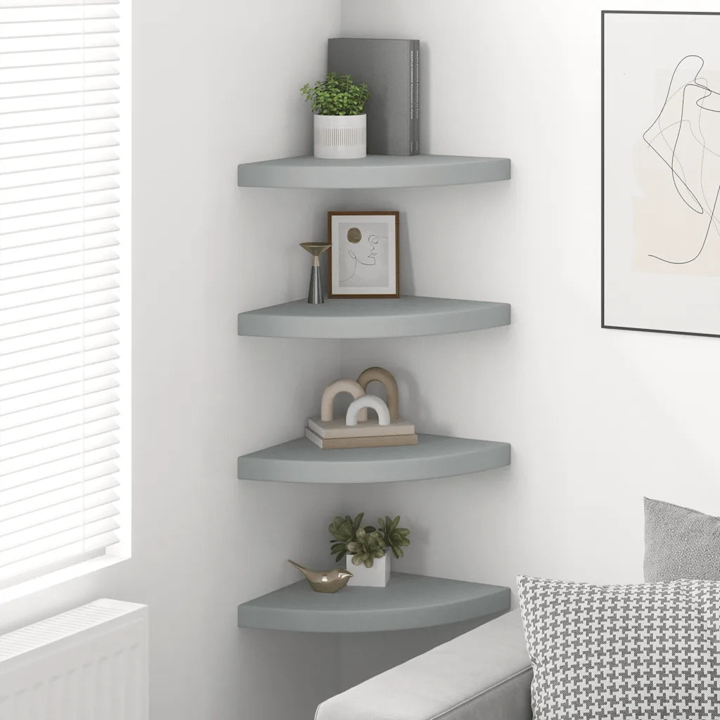 Scaffali Angolari a Parete 4 pz Grigi 35x35x3,8 cm MDF cod mxl 33588