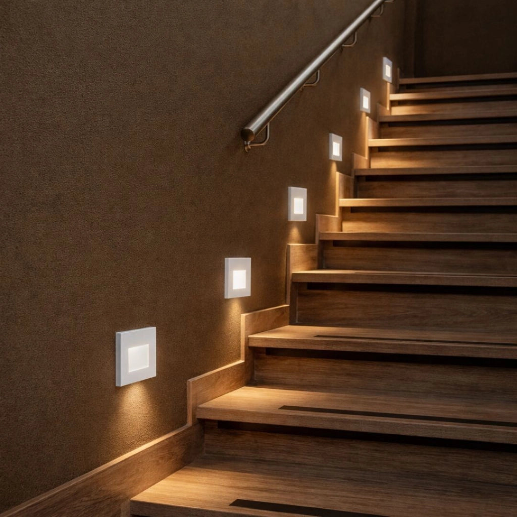 Faretto segnapasso Lunca LED IP20 bianco quadrato Rabalux
