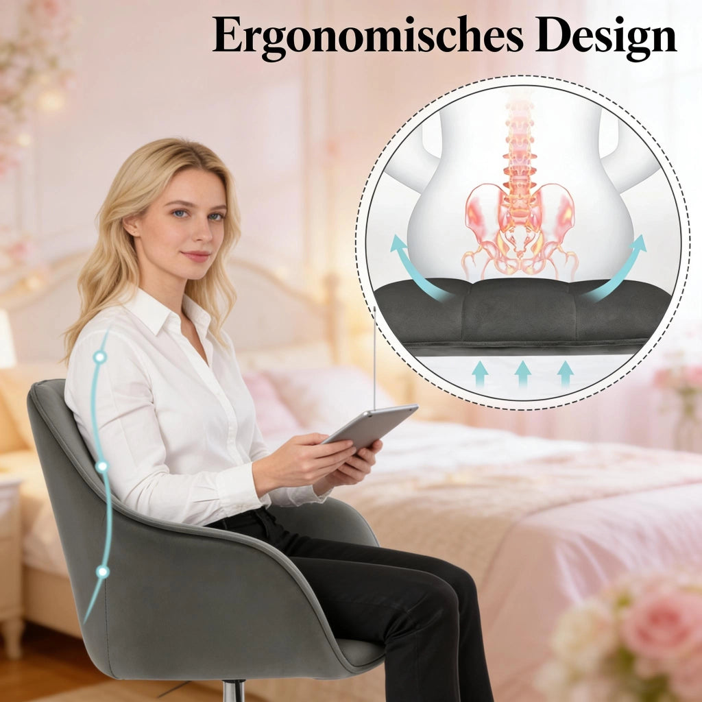 SEDIA Ufficio ergonomica girevole regolabile 48-57 cm velluto grigio scuro