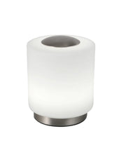 Lampada da tavolo Simi in metallo nichel satinato e vetro soffiato con LED integrato 8W, 3000K, regolazione touch dimmerabile, codice 3257-30-178