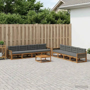 Set di divani da esterno con cuscino 9 pcs Naturale e Antracite