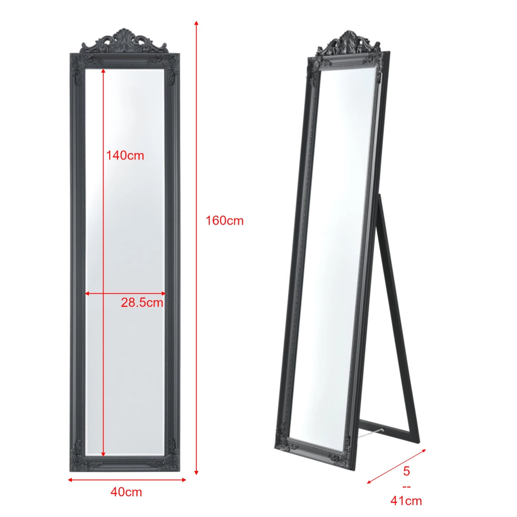 Specchio da Terra Arezzo a Figura Intera 160 x 40 cm Cornice in Eucalipto - Grigio scuro [en.casa]