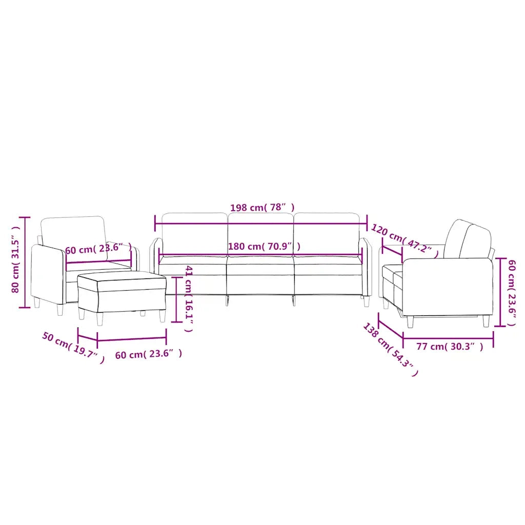 Set di Divani 4 pz Marrone in Velluto