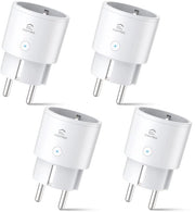 Set di 4 Adattatori intelligenti con misurazione del consumo di corrente - compatibilità con Alexa e Google Home - controllo vocale e timer - WiFi 24 GHz - Casa intelligente