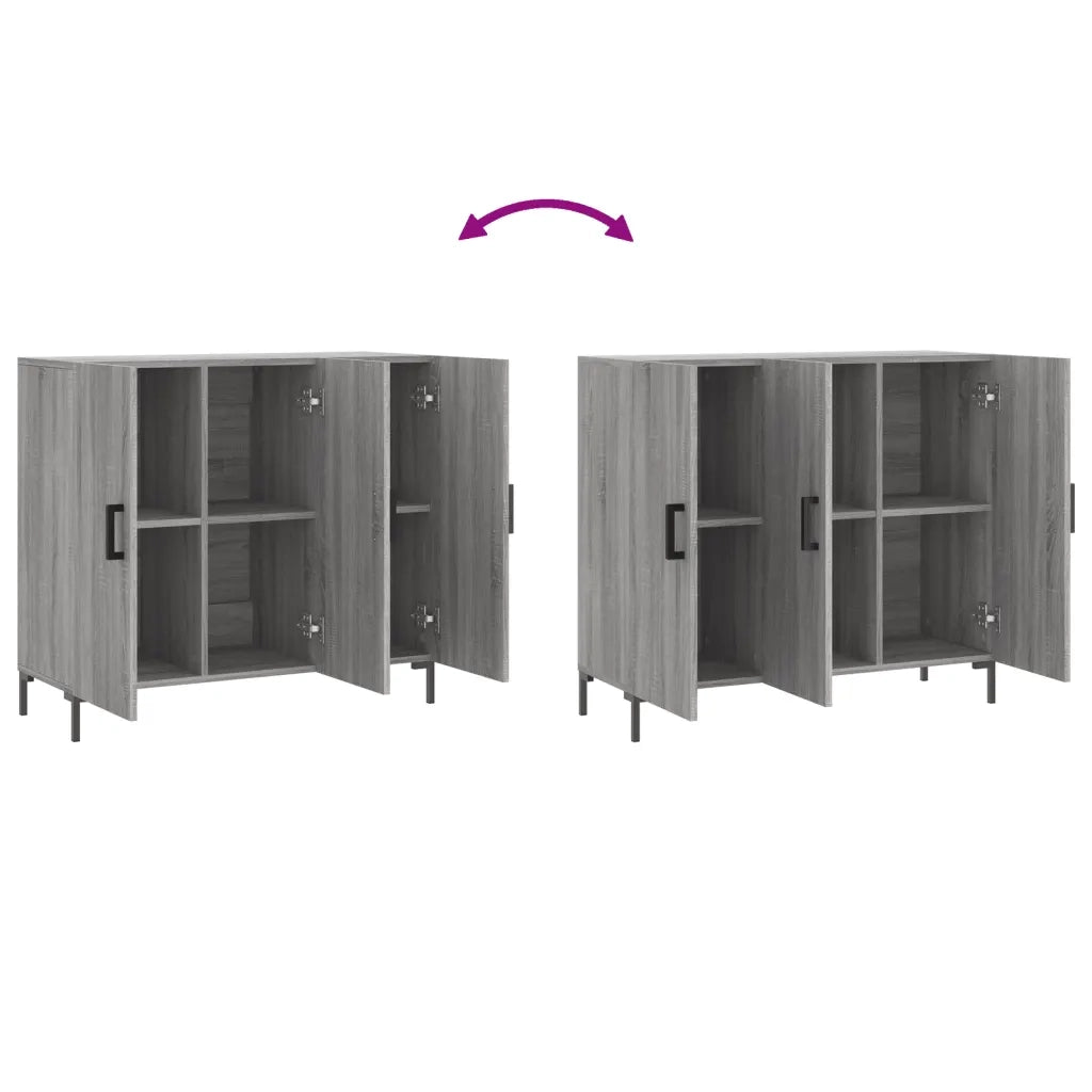 Credenza Grigio Sonoma 90x34x80 cm in Legno Multistrato 828114