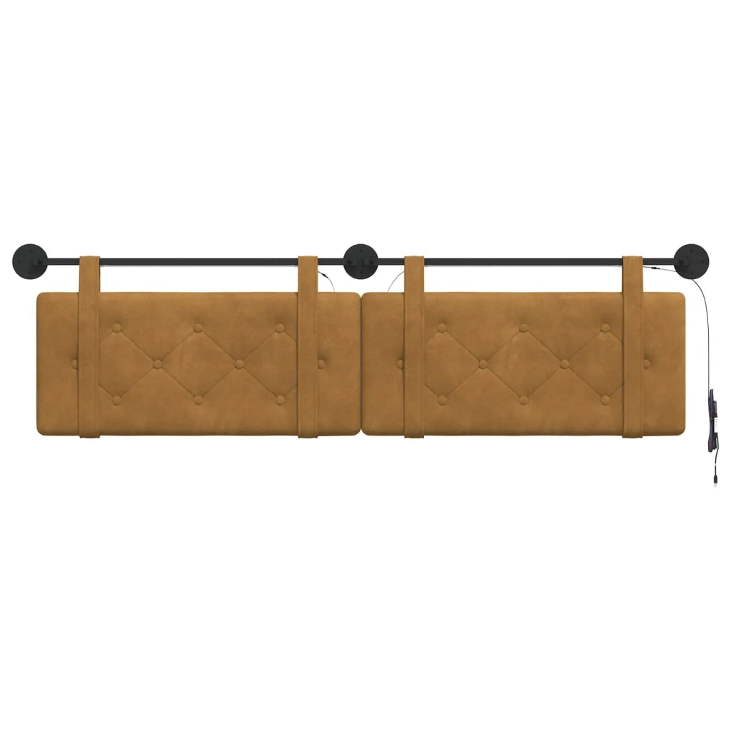 Testiera sospesa Con luce LED Marrone Velluto
