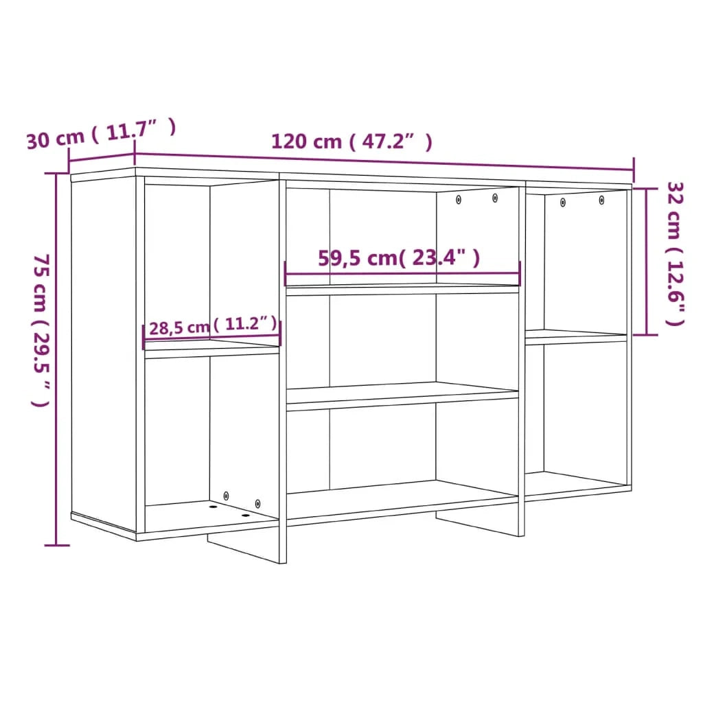 Buffet credenza cassettiera armadio mobile contenitore organizer cucina soggiorno rovere Sonoma 120 x 30 x 75 cm legno ingegnerizzato beige 02_0031492