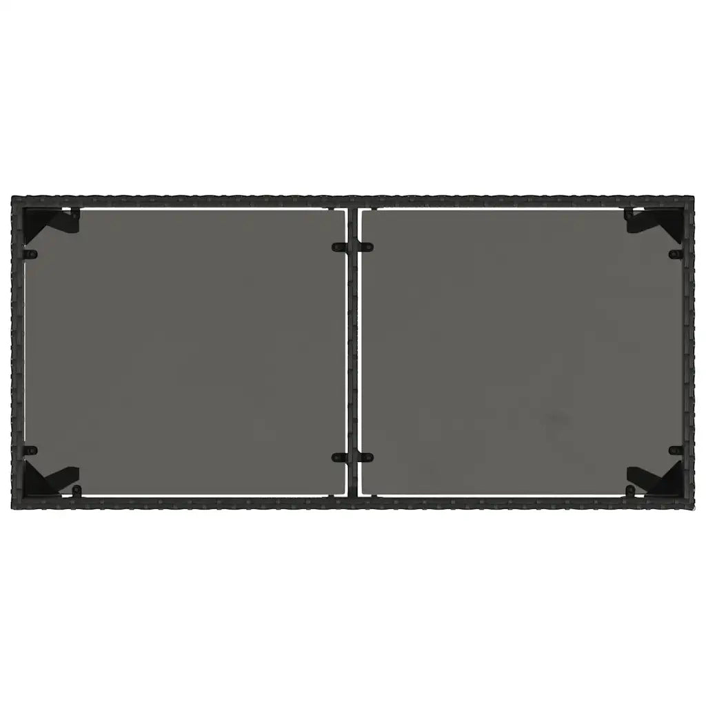Tavolo da Giardino | Tavolino da esterno Piano in Vetro Nero 115x54x74 cm Polyrattan