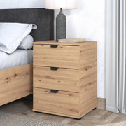 Talana, Comodino 3 Cassetti, 45x40x63h cm Marrone Rovere Nodi