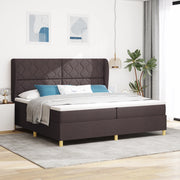 Letto Box Spring con Materasso Marrone Scuro 200x200 cm Tessuto