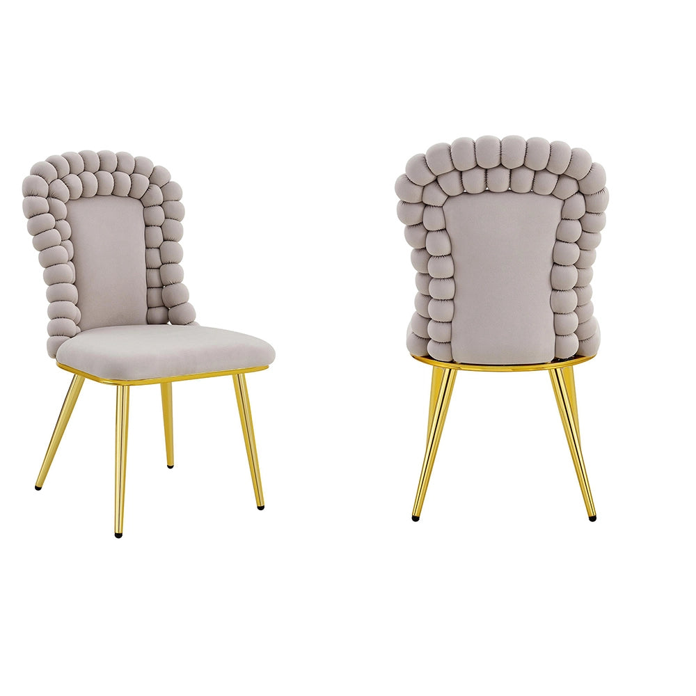 Set 2 sedie da pranzo - Xylo - velluto beige gambe dorate