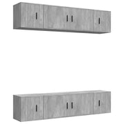 Set di mobili da 6 pezzi tra cui armadio credenza mobile TV televisore per soggiorno camera da letto salotto legno ingegnerizzato grigio 02_0025050