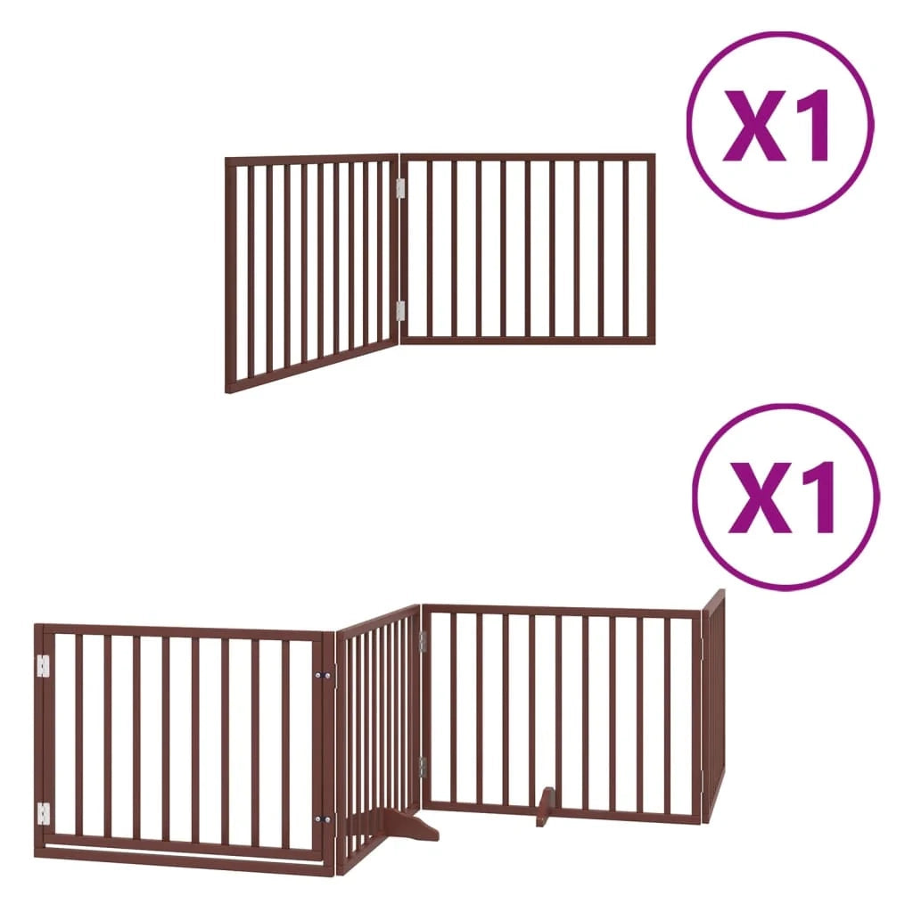 Cancelletto di sicurezza per cani con porta pieghevole 6 pannelli legno di pioppo marrone 02_0023022
