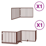 Cancelletto di sicurezza per cani con porta pieghevole 6 pannelli legno di pioppo marrone 02_0023022