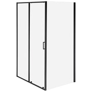 Cabina doccia moderna in vetro temperato con porta singola e profili in alluminio nero 90 x 120 x 190 cm
