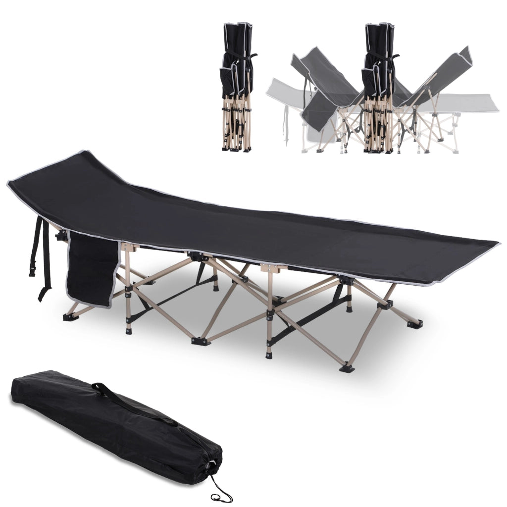 Letto da campo pieghevole ¨C zephmum ¨C nero 190x68x52 cm con tragetasche