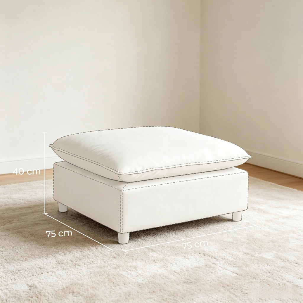 Poggiapiedi quadrato per il soggiorno, pouf con piedini in plastica, pouf per camera da letto e ingresso.
