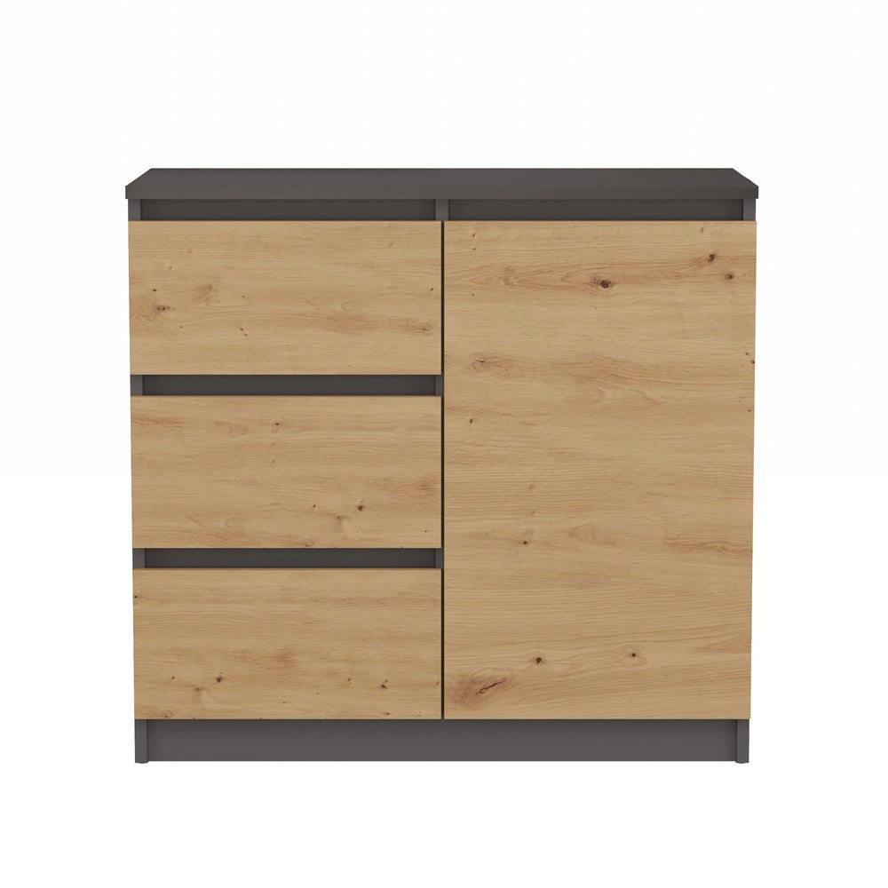 Cassettiera MALWA 1d3s antracite rovere artisan per camera e soggiorno
