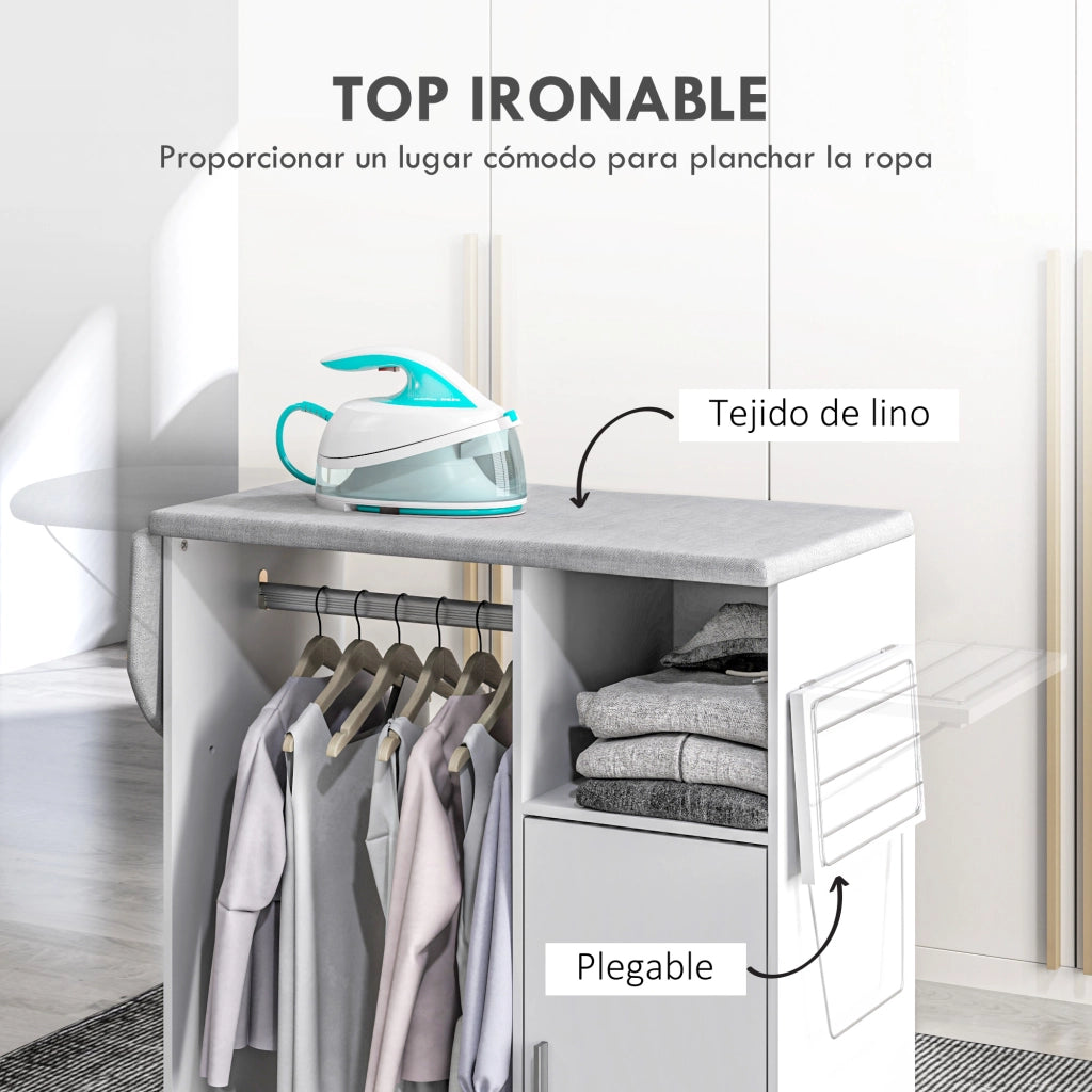 Mueble da Stiro con Ruote ¨C zephmum ¨C Bianco 127x42.5x99 cm
