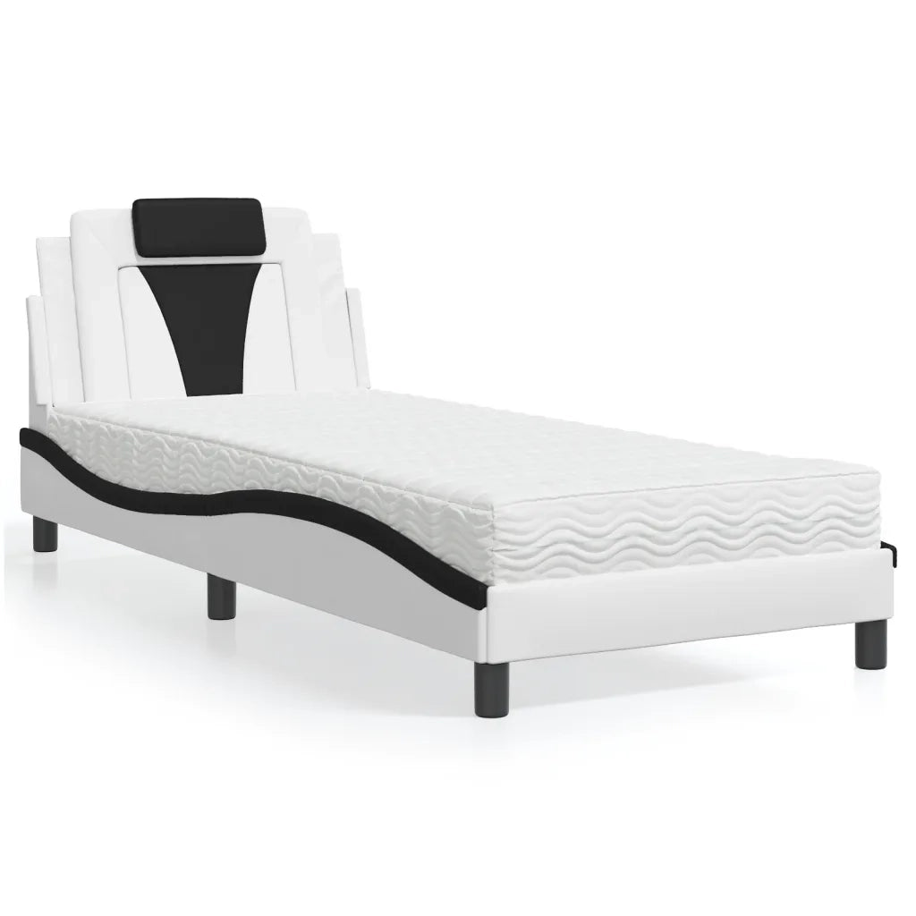 Letto con Materasso Bianco e Nero 90x190 cm in Similpellecod mxl 91706