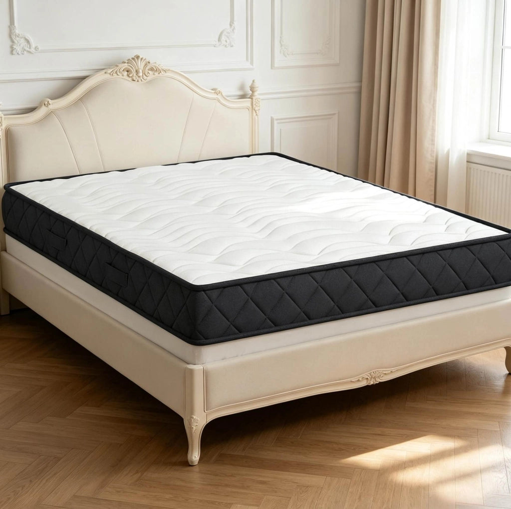 Materasso 140 x 190 cm in poliestere bianco e grigio, memory foam