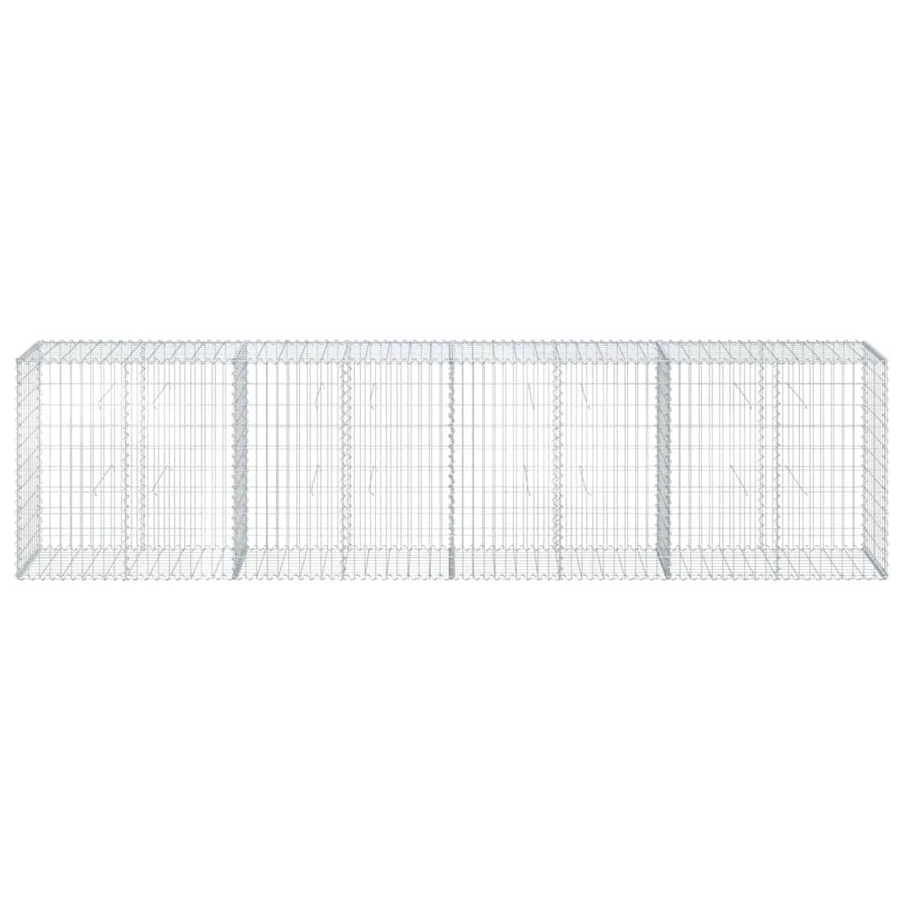 Gabbione recinto a gabbia muro di contenimento con coperchio 400 x 50 x 100 cm ferro zincato argento 02_0040163