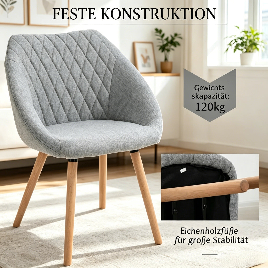 SEDIA Imbottita Set da 2 pezzi 60x56x79 cm Grigio/Legno