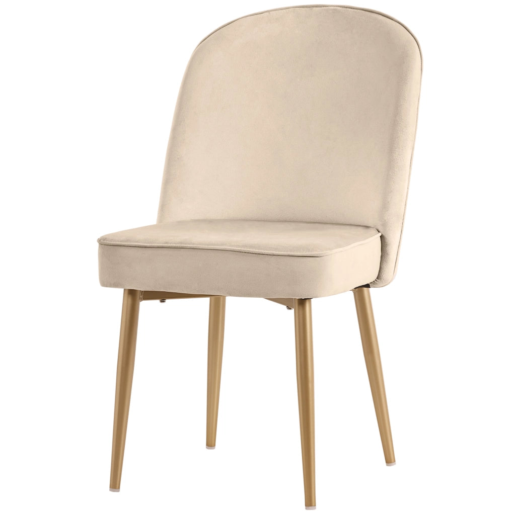 Sedia da pranzo 45.5x62x87.5 cm con piedini antiscivolo; velluto e gambe in metallo beige