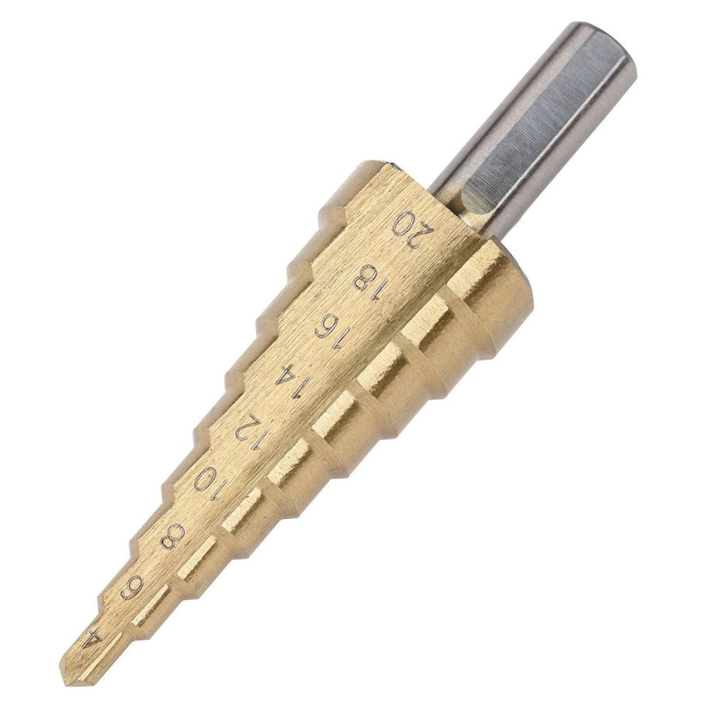 Trade Shop - Punta Fresa Conica A Scalini Per Trapano A Gradino Spirale Da 4 A 20mm Graduale -