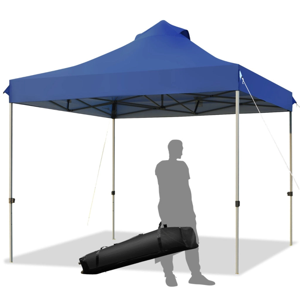 Tendone pop up 3x3m pieghevole impermeabile con borsa a ruote, Tenda da festa all'aperto facile da montare Blu-Gazebo