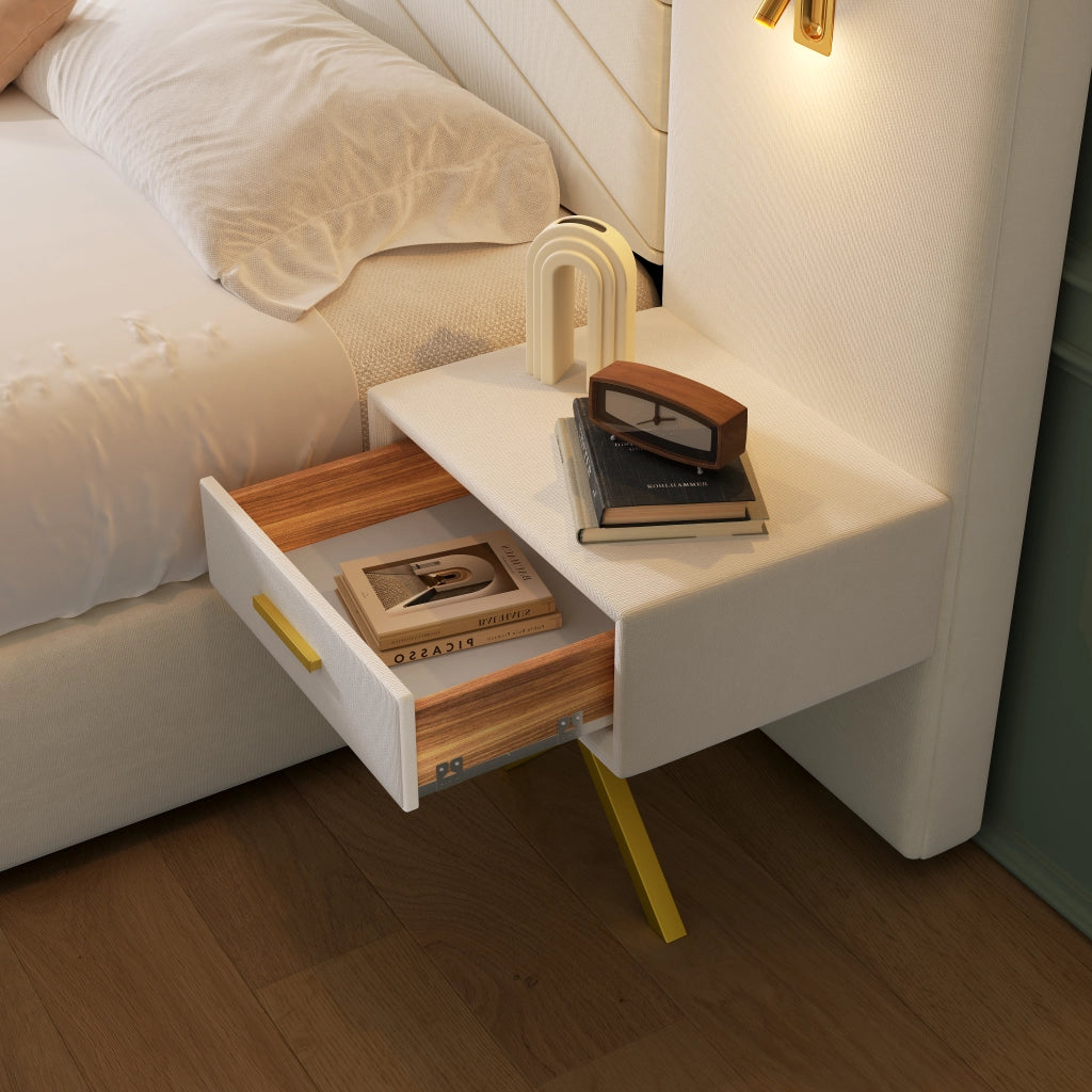 Letto regolabile 266x205x117 velluto doghe 2 panche LED montaggio facile