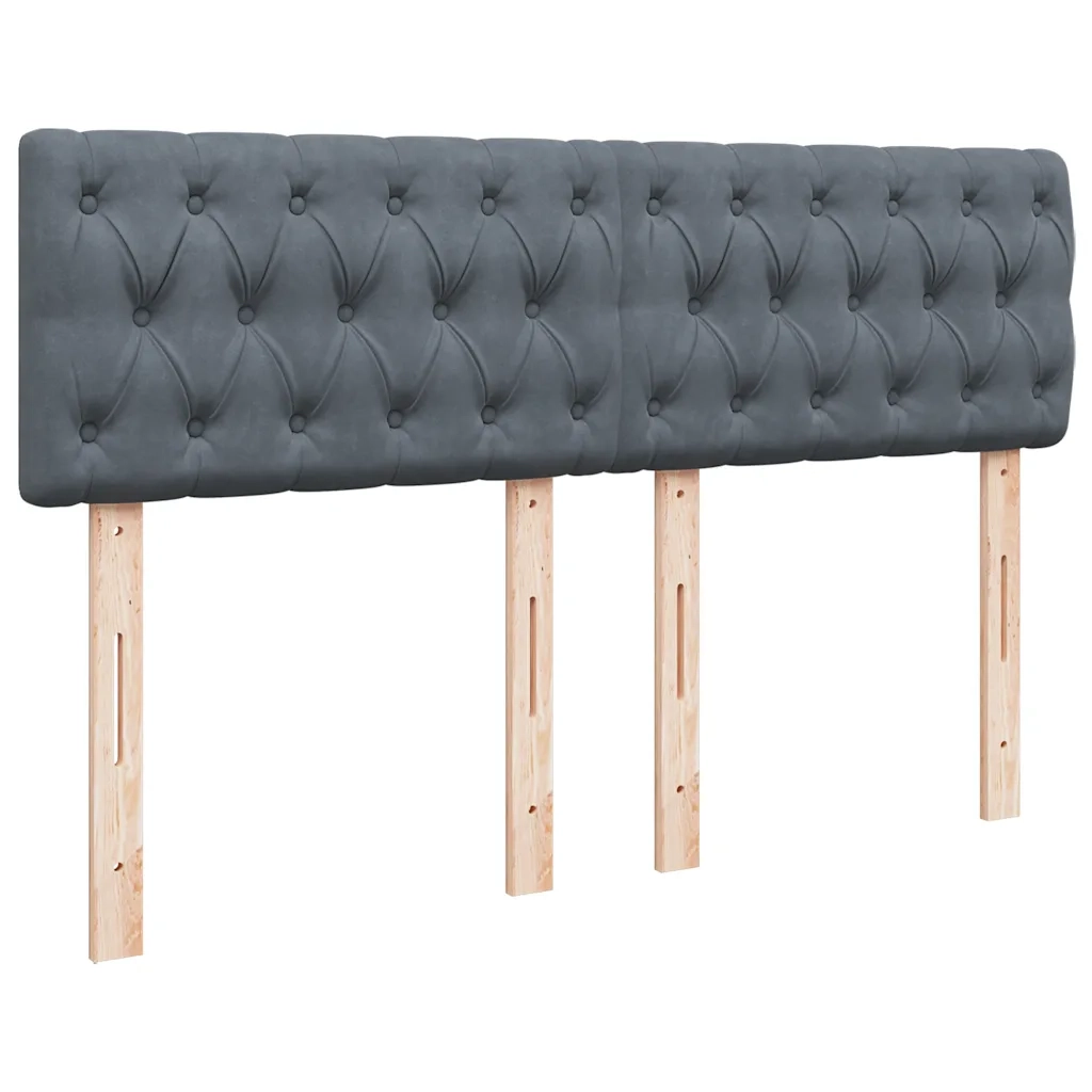 Giroletto a Molle con Materasso Grigio Scuro 140x190 cm Velluto