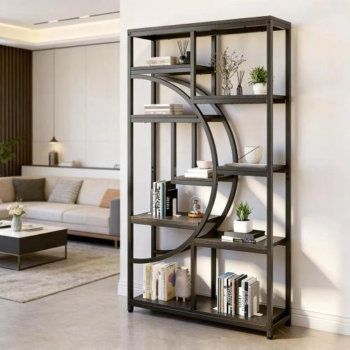 LIBRERIA Scaffale geometrico 106x65x15,5 cm Nero Metallo e Legno