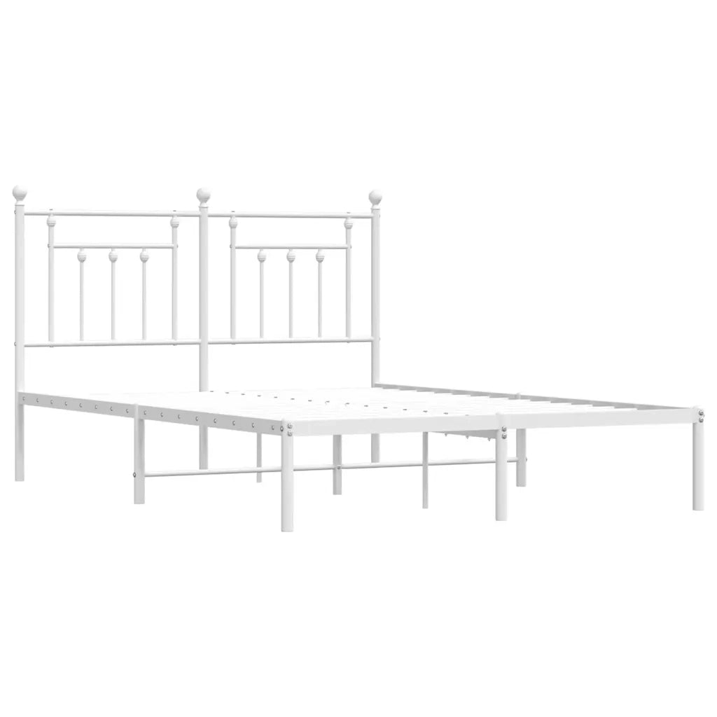 Giroletto con Testiera-Struttura Letto con testiera Metallo Bianco 140x190 cm 536185