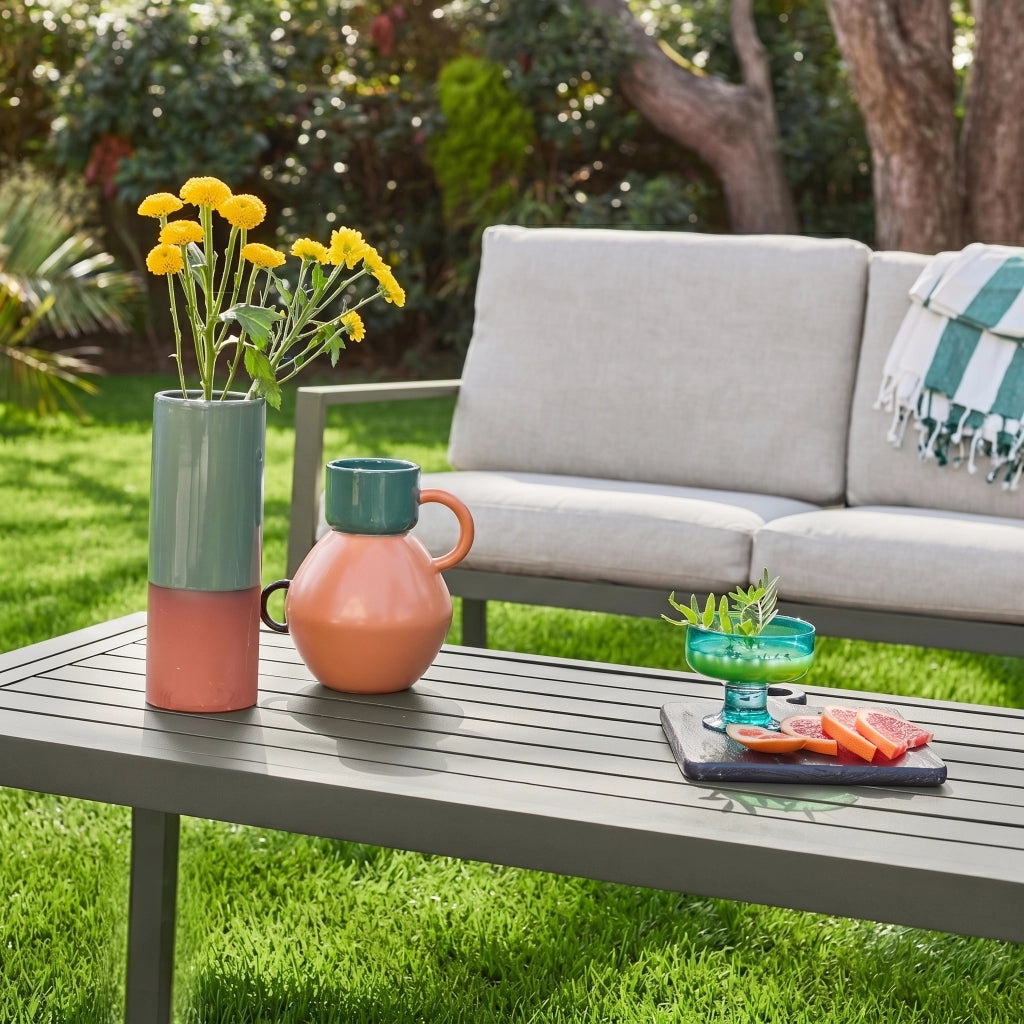 Salotto da giardino in alluminio, 4 posti, verde kaki