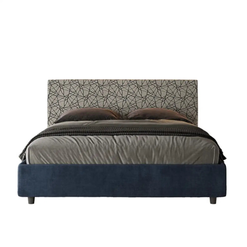 Letto matrimoniale con rete imbottito 160x190 tessuto Era 9 blu Arla