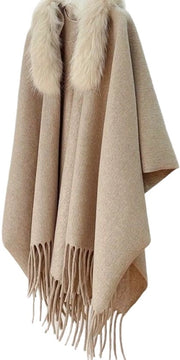 Cappuccio in Lana Artificiale per Donna, Capo di Lana Imitazione, Soprabito in Lana per Donna, Capo di Lana per Donna, Capo di Lana per Donna con Doppio Poncho