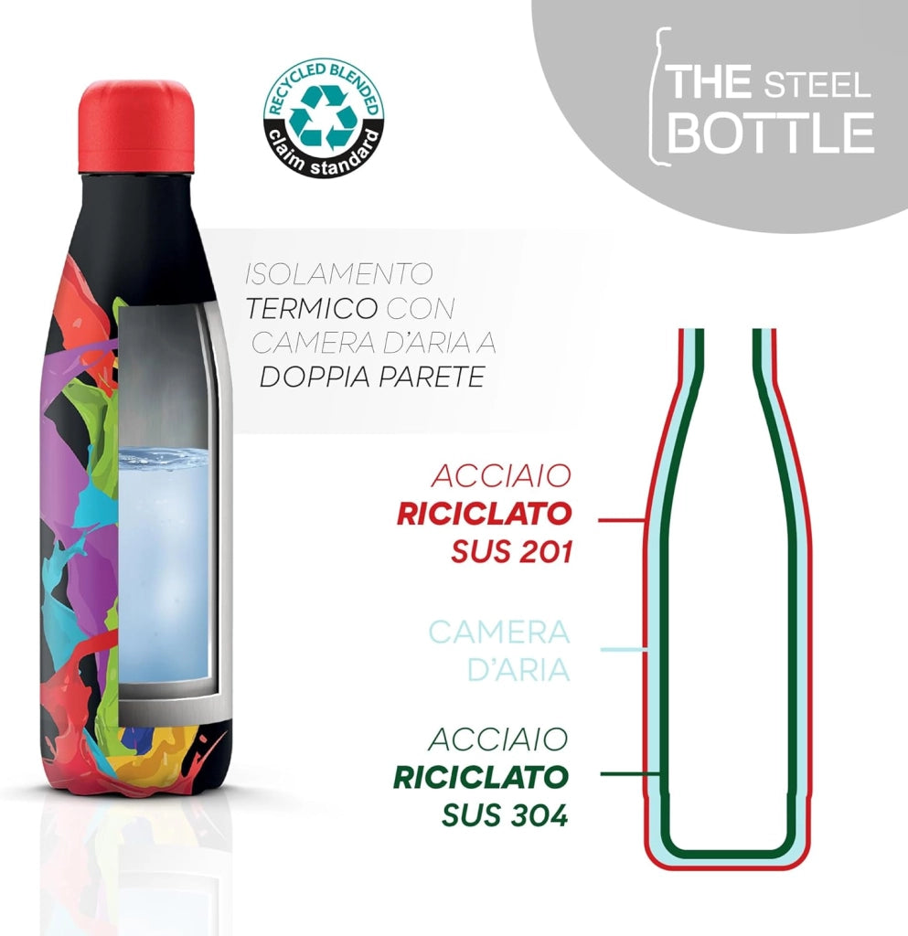 The Steel Bottle Bottiglia termica in Acciaio Inox Capacità 500 ml Chiusura Ermetica - Paint