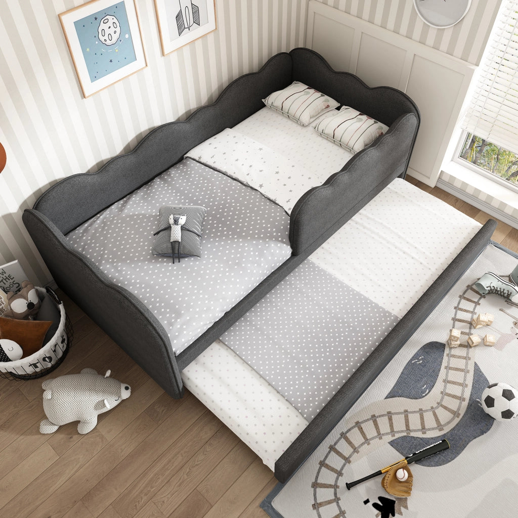 LETTO Giorno estraibile 90x190 cm in lino grigio